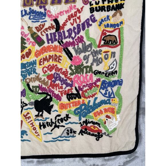 Catstudio Sonoma County Original Hand Embroidered Decorative Pillow 2012 USA 2 - Picture 7 of 16